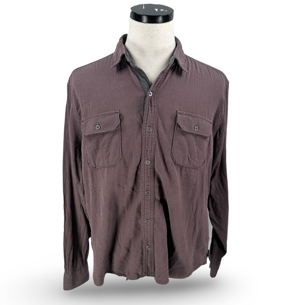 Kuhl‎ Descendr Flannel Shirt Mens XL Plum Brown Cotton Tencel Button Long Sleeve
